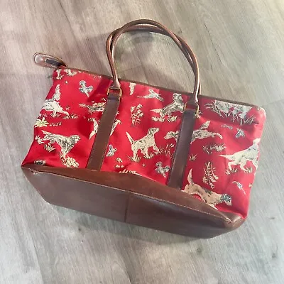 $105 • Buy Vtg LL Bean Bag Town & Field Red Hunting Dog Pattern Tote Duffle Vintage Travel