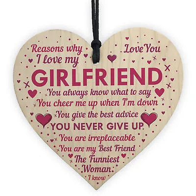 £3.99 • Buy Perfect Romantic Valentines Gift For Your Girlfriend Wood Heart Anniversary Gift