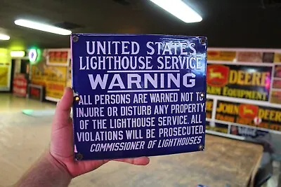 United States Lighthouse Service Warning  Porcelain Metal Sign Marine Fishing 66 • $175