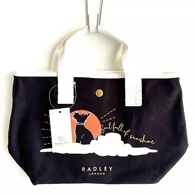 Radley Sun Dog Small Black Canvas Grab Tote Bag - Brand New With Tags • £19.95