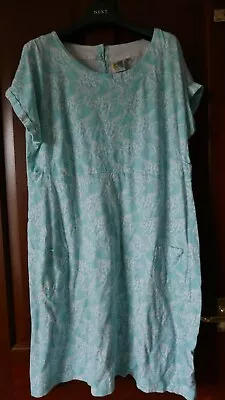 Weird Fish Jersey Dress Size 22 Light Turquoise Tropical Fish 100% Cotton • £12.99