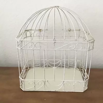 Cute Vintage Large Bird Cage White Metal Wire 12   X  10  X  7   Display Box • $19.99