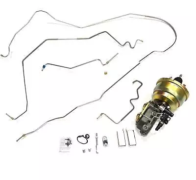 69-74 Nova Brake Lines & Gold 8  Brake Booster Assembly W/Adjustable Valve • $395