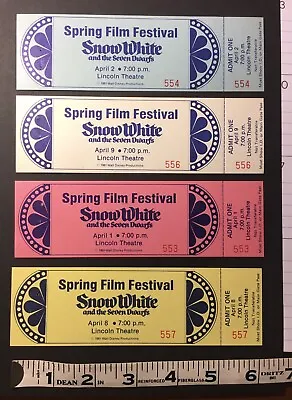 (4) 1981 Cast Member Film Festival Snow White And The Seven Dwarfs Movie Tickets • $69.99