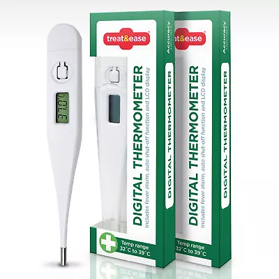 2pk Digital Thermometer Medical LCD Audible Alarm Baby Adult Oral Ear Body Fever • £4.59