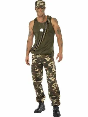 Mens Army Camouflage Uniform Costume Action Soldier Freshers Stag Do Fancy Dress • £30.61