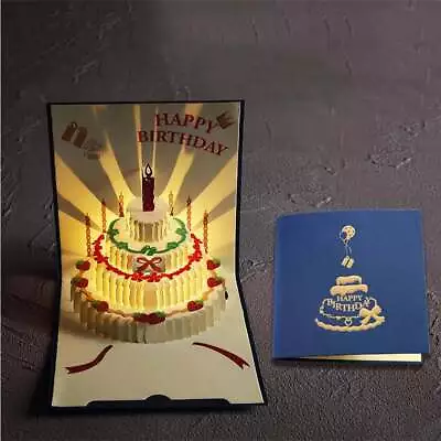 Happy Birthday 3D Card Music Light Greeting Cards With Pop Up Birthday Cake 2024 • £7.14