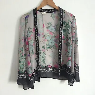 Indigo Collection M&S Size 10 Kimono Throw Over Cover Up Chiffon Floral  • £12