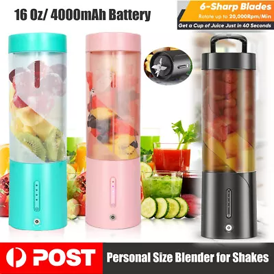 Cordless Portable Personal Blender For Shakes Smoothies USB Rechargeable 16OZ AU • $49.99