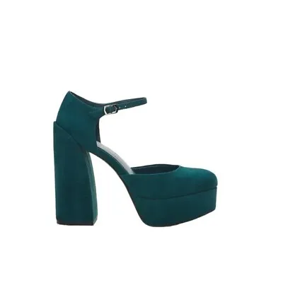 NWT Vince Camuto Suede Grelena Platform Boho Pump Jade Green Size 10 Retail $138 • £55.11