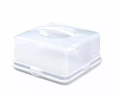 Whitefurze Square Cake Box White Portable Carrier Clip Container 30cm Diameter • £10.69