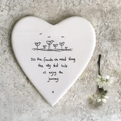 East Of India Porcelain Heart Shaped Coaster - It's The Friends We Meet • £6.10