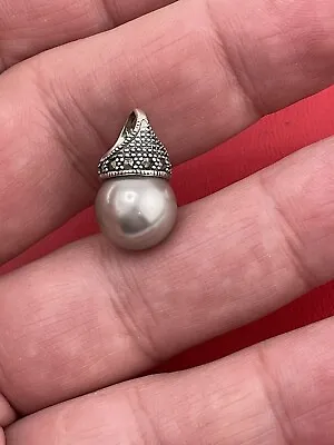 Tahitian 925 Sterling Silver Marcasite Pearl Pendant  • $28.95
