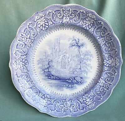 Antique Staffordshire Plate Charles Meigh Gothic Ruins Blue On White Very Early  • $16