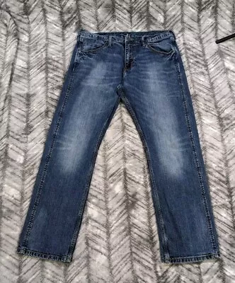 Wrangler Retro Jeans Mens 36 X 32 Slim Straight Stone Wash Denim Western Cowboy • $29.95