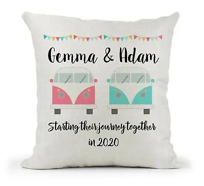 Personalised Cushion  Camper Van Wedding/ Anniversary Gift Mr & Mrs Campers • £18.99