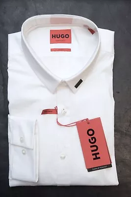 Hugo Boss Men's Ero3 Extra Slim Fit White Cotton Business Casual Shirt M • $64.79