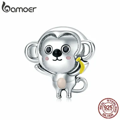 BAMOER Retro CZ Little Monkey DIY Charm S925 Sterling Silver Fit Women Bracelet • $9.90