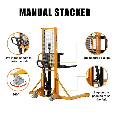 APOLLOLIFT Manual Stacker 1100lbs Straddle Legs Stacker Walkie Forklift Stacker • $1609
