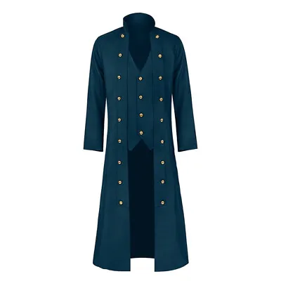 Vintage Medieval Solid Color Long Sleeve Jacket Three-Breasted Men's Trench Coat • $43.45