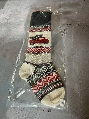 New Pottery Barn Natural Fair Isle TRUCK WITH TREE Christmas Holiday Stocking • $26