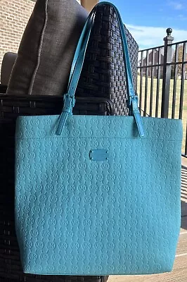 Michael Kors Quilted Monogram Turquoise/Aqua Jet Set Large Tote Bag • $40