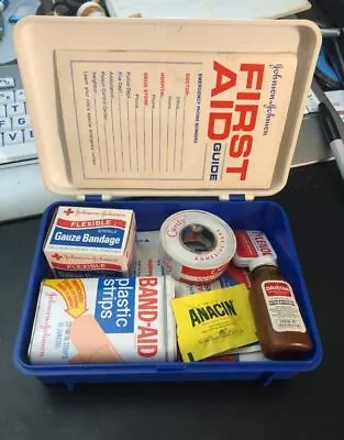 Johnson And Johnson First Aid Auto Kit Box Case J&J Band Aide Metal Tin • $5