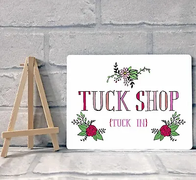 A5 Metal Tuck Shop Sweet Cart Jar Candy Buffet Stall Table Sign Wedding Party • £6.95