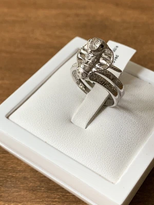 £7.50 • Buy  925 Sterling Silver Black Spinel & Simulated Diamond Cobra Ring