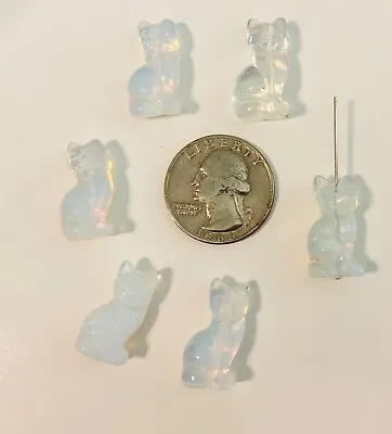 Hand Carved Opalite Cat Beads (You Are Buying TWO Beads) • $5