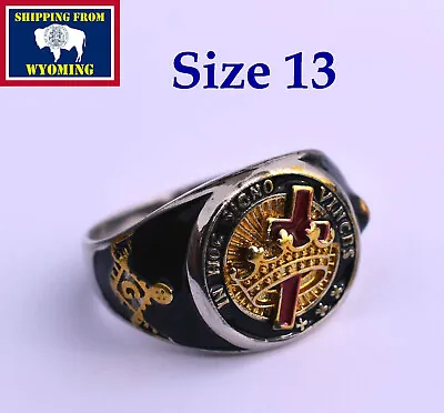 Silver Plated Masonic Knight Templar Ring ~ Size 13 ~ Free Shipping From Wyoming • $19.99