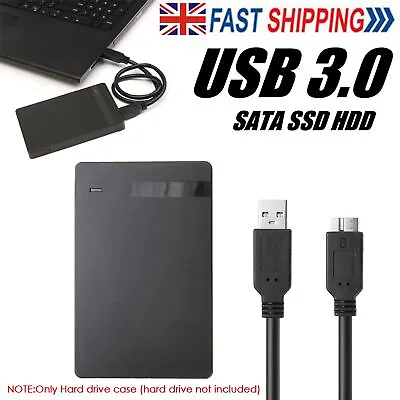2.5'' SATA External Hard Drive Case USB 3.0 Hard Drive Enclosure Tool Free UK • £12.77