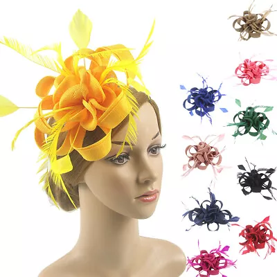 New Stylish Woman Feather Hair Fascinator On Headband Wedding Royal Ascot Races • £7.28