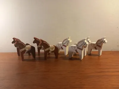 8x WOODEN DALA HORSE STYLE FIGURINES • £35