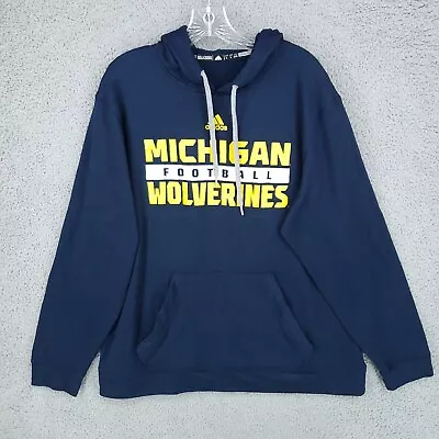 Adidas Hoodie Mens Large Michigan Wolveries Blue Yellow Sweatshirt Sweater • $18.75