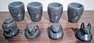 Antique Collection Set Of 4 Egyptian Ancient Canopic Jars Organs Storage Statues • £84.76