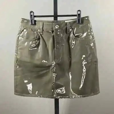 NEW Rag & Bone Olive Green Hayden Patent Leather Skirt Womens Small • $99.99