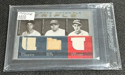 2005 Ultimate Joe Dimaggio Babe Ruth & Ted Williams Triple Patches Relic 14/15 • $799.95