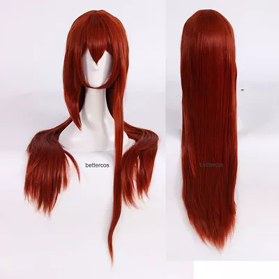 100cm Steins Gate Makise Kurisu Wig Long Copper Red Cosplay Wigs + Wig Cap • $20