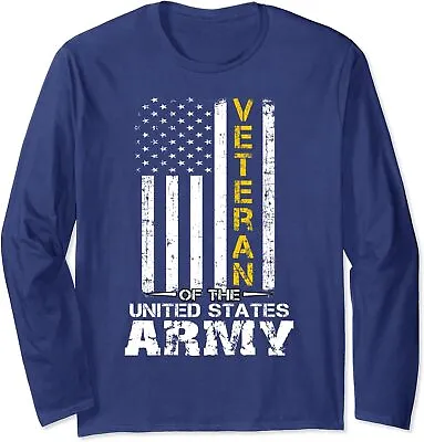 Veteran Of United States US Army Veteran Gold Long Sleeve T-Shirt • $22.99