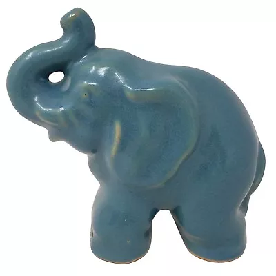 North Dakota Rosemeade Pottery Standing Elephant Figure Turquoise 5.25inch Tall • $119.99