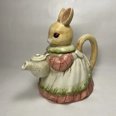 Takahashi Easter Bunny Rabbit Teapot Hand Painted Ceramic Japan Vintage READ • $19.90