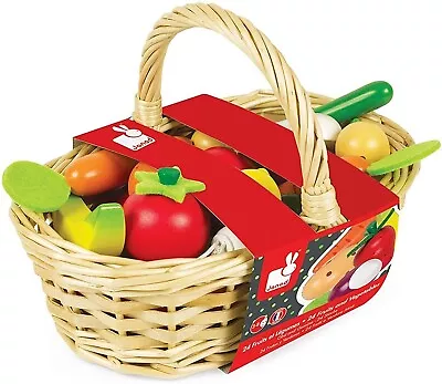 Janod | 24pcs Fruits And Vegetables Basket | Wooden Toy • £29.99