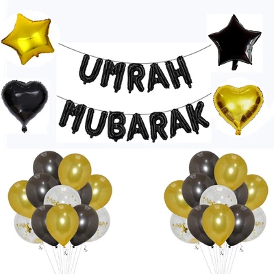 £4.99 • Buy UMRAH MUBARAK Foil Balloons Banner Set Islamic Party Celebrations Decoration New