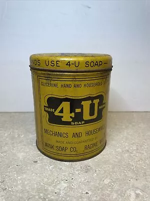 Vintage 4-U Soap Tin Can Wink Soap Co Mechanics Housewives Racine WI EMPTY • $14