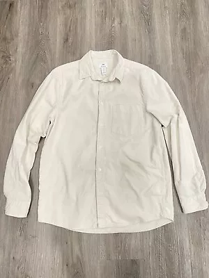 H&M Regular  Fit Corduroy Button-Up Shirt Men's Size M White Long Sleeve Cotton • $12