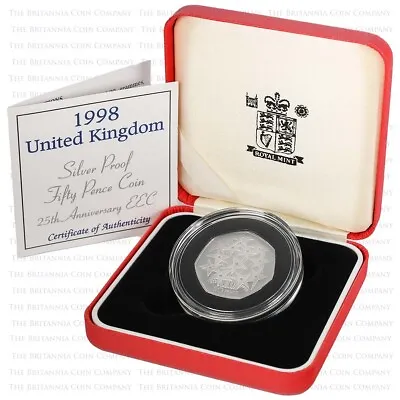 1998 European Union Economic Community Stars Fifty Pence 50P Silver Proof Coin • £30
