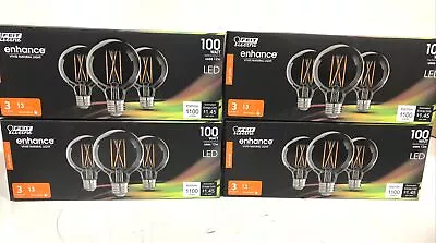 LOT OF 12 Feit Electric 100W Equiv G25 Dimmable Clear Glass LED Light Bulb 2700K • $42.95