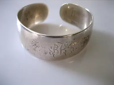 Vintage Signed S. Kirk & Son Sterling Silver Wide Mono Cuff Bracelet • $62.98