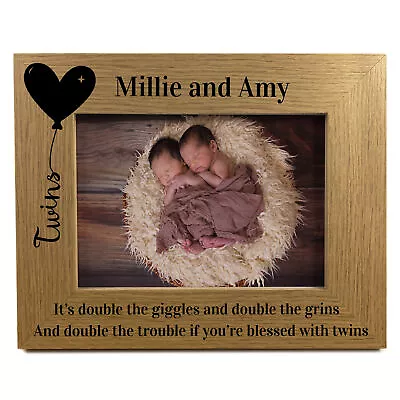 Personalised TWINS Photo Frame New Baby Gift Baby Shower Gift Nursery Decor  • £9.99